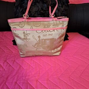 Coach Pink and Tan Women's Bag